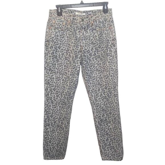 GRLFRND Helena Karolina Jeans Wildcat Leopard Print Grey 27 GF4137869890 NWT